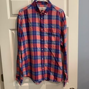 H&M Men’s Plaid Long sleeve linen/cotton shirt,Large